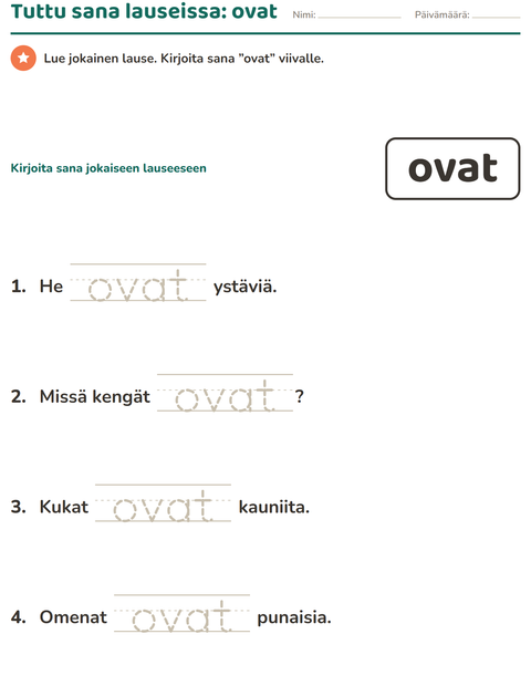 Esikatselu: Yleiset sanat-tehtäväarkki, Esiopetus