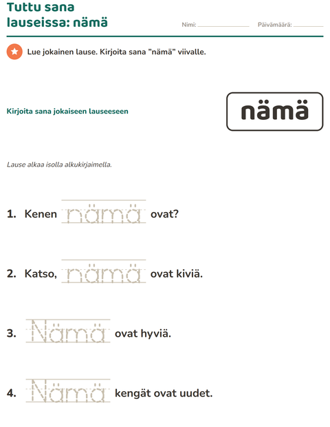 Esikatselu: Yleiset sanat-tehtäväarkki, Esiopetus
