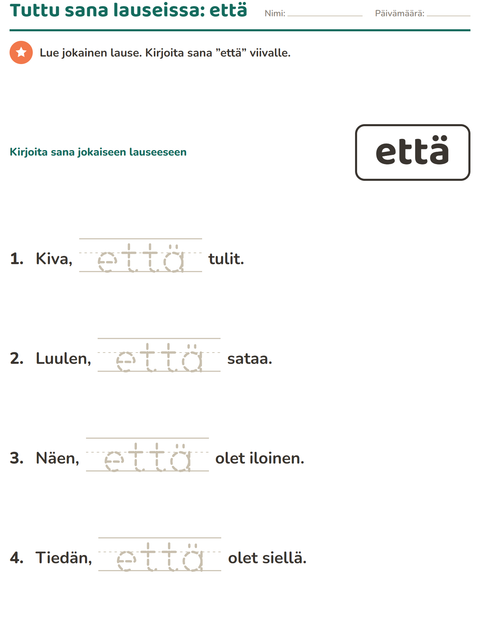 Esikatselu: Yleiset sanat-tehtäväarkki, Esiopetus
