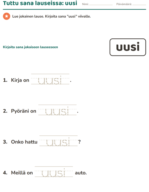 Esikatselu: Yleiset sanat-tehtäväarkki, Esiopetus