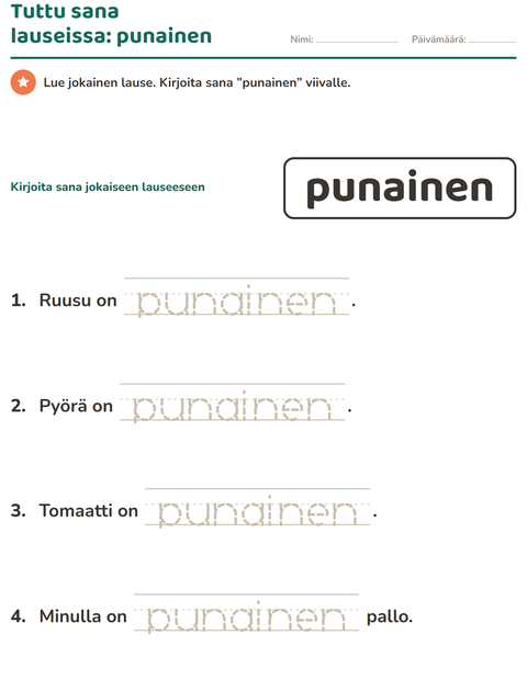 Esikatselu: Yleiset sanat-tehtäväarkki, Esiopetus