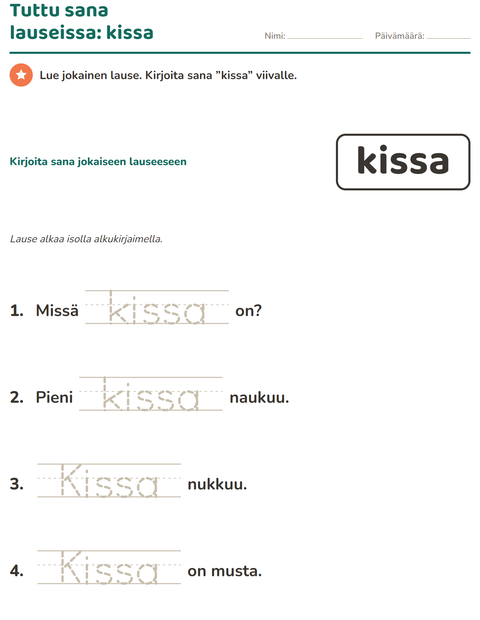 Esikatselu: Yleiset sanat-tehtäväarkki, Esiopetus