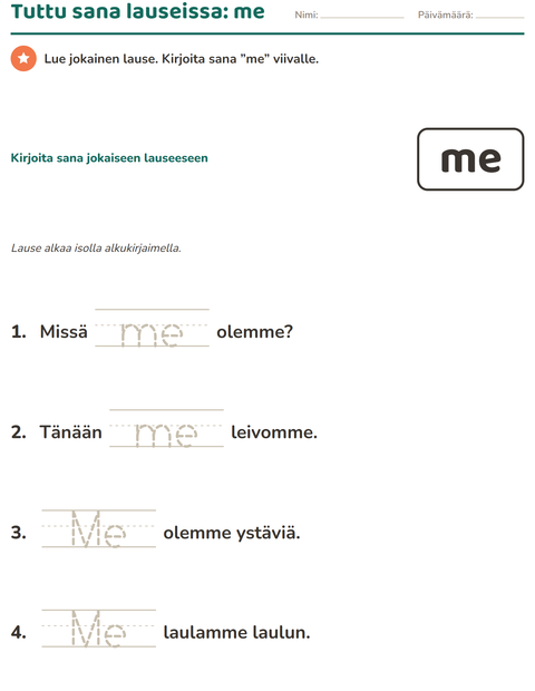 Esikatselu: Yleiset sanat-tehtäväarkki, Esiopetus