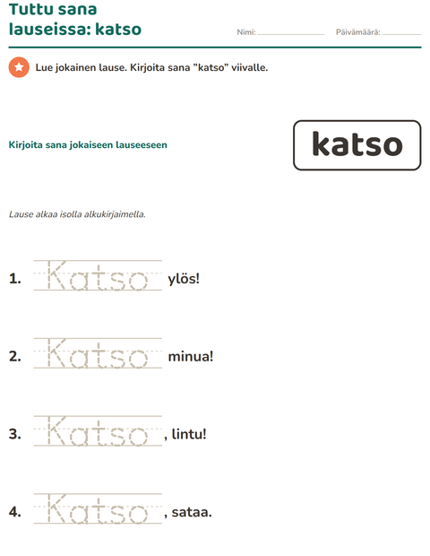 Esikatselu: Yleiset sanat-tehtäväarkki, Esiopetus