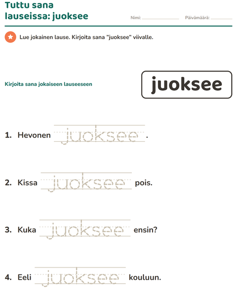 Esikatselu: Yleiset sanat-tehtäväarkki, Esiopetus