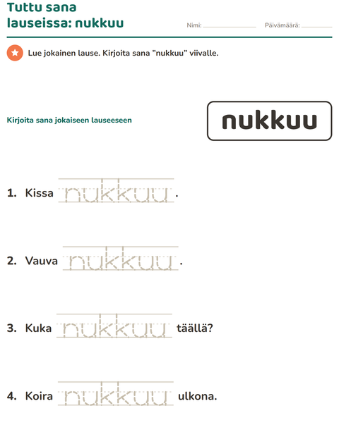 Esikatselu: Yleiset sanat-tehtäväarkki, Esiopetus
