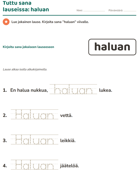 Esikatselu: Yleiset sanat-tehtäväarkki, Esiopetus