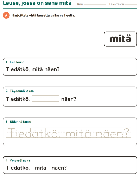 Esikatselu: Yleiset sanat-tehtäväarkki, Esiopetus