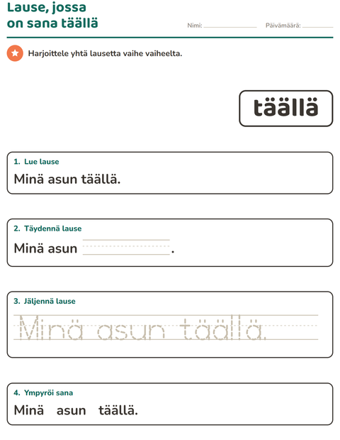 Esikatselu: Yleiset sanat-tehtäväarkki, Esiopetus