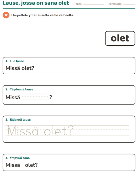 Esikatselu: Yleiset sanat-tehtäväarkki, Esiopetus