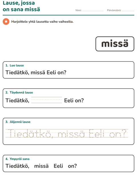 Esikatselu: Yleiset sanat-tehtäväarkki, Esiopetus