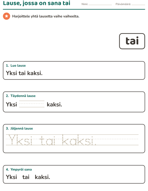 Esikatselu: Yleiset sanat-tehtäväarkki, Esiopetus