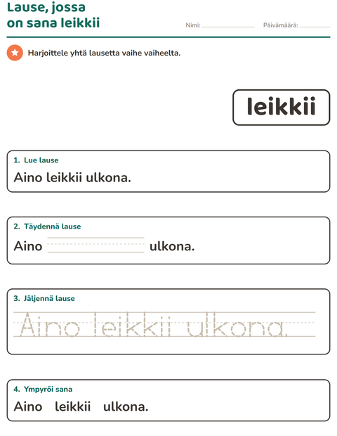 Esikatselu: Yleiset sanat-tehtäväarkki, Esiopetus