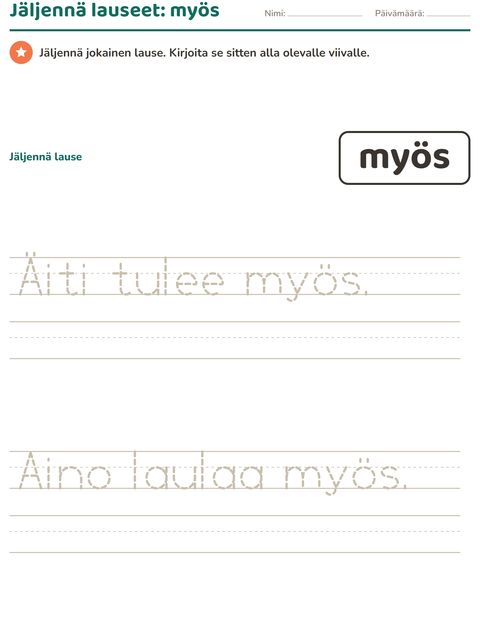 Esikatselu: Yleiset sanat-tehtäväarkki, Esiopetus