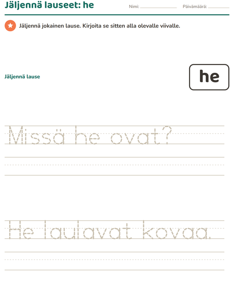 Esikatselu: Yleiset sanat-tehtäväarkki, Esiopetus
