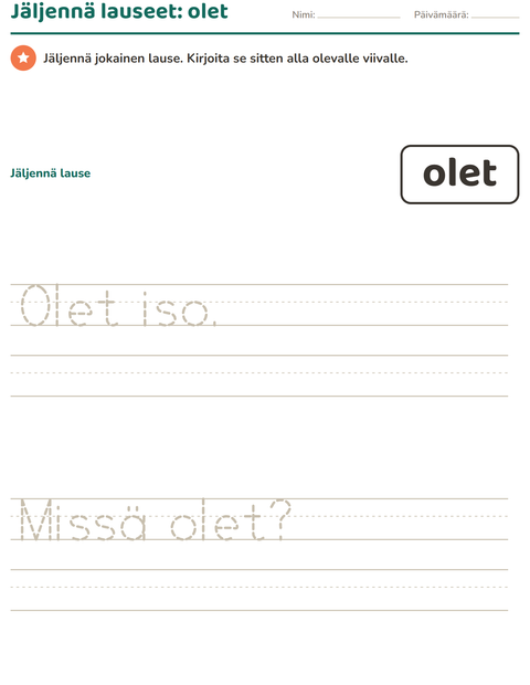 Esikatselu: Yleiset sanat-tehtäväarkki, Esiopetus