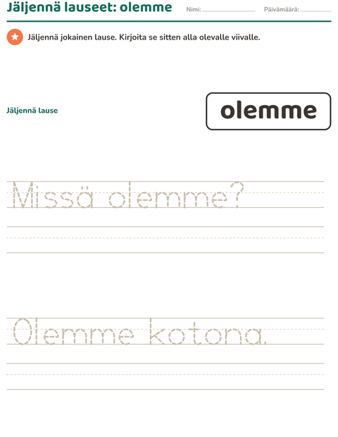 Esikatselu: Yleiset sanat-tehtäväarkki, Esiopetus