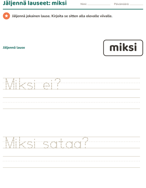 Esikatselu: Yleiset sanat-tehtäväarkki, Esiopetus