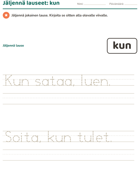 Esikatselu: Yleiset sanat-tehtäväarkki, Esiopetus
