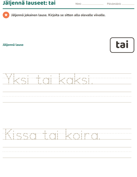 Esikatselu: Yleiset sanat-tehtäväarkki, Esiopetus