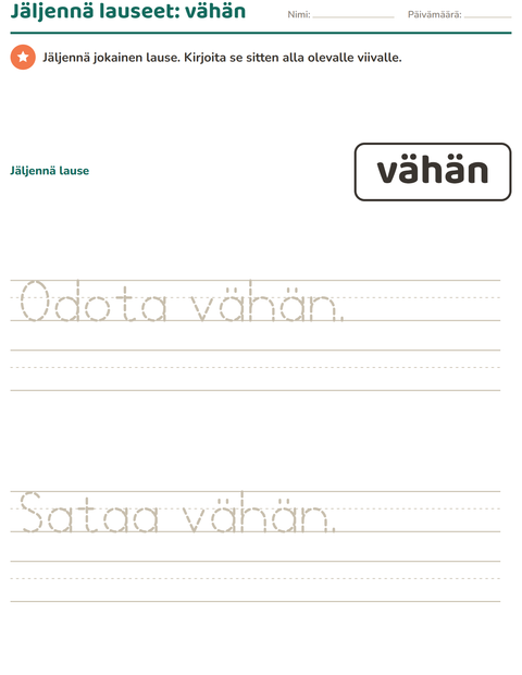 Esikatselu: Yleiset sanat-tehtäväarkki, Esiopetus