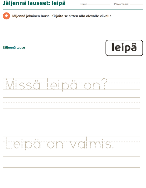 Esikatselu: Yleiset sanat-tehtäväarkki, Esiopetus