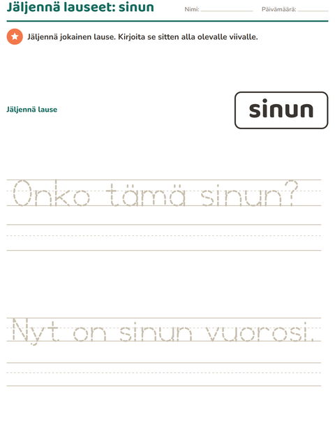 Esikatselu: Yleiset sanat-tehtäväarkki, Esiopetus