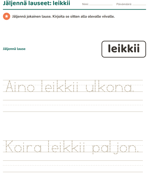 Esikatselu: Yleiset sanat-tehtäväarkki, Esiopetus