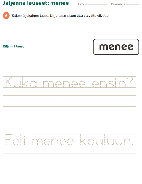 Esikatselu: Yleiset sanat-tehtäväarkki, Esiopetus