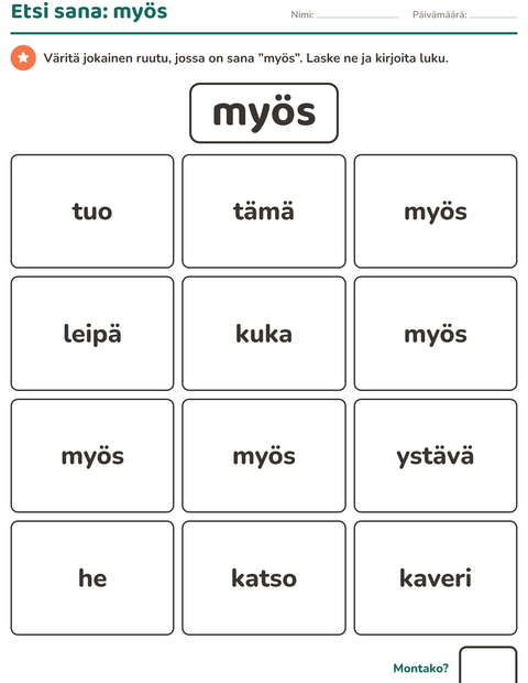 Esikatselu: Yleiset sanat-tehtäväarkki, Esiopetus