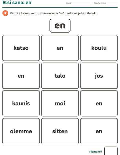 Esikatselu: Yleiset sanat-tehtäväarkki, Esiopetus