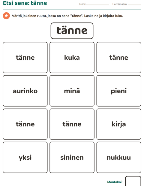 Esikatselu: Yleiset sanat-tehtäväarkki, Esiopetus