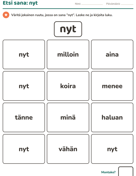 Esikatselu: Yleiset sanat-tehtäväarkki, Esiopetus