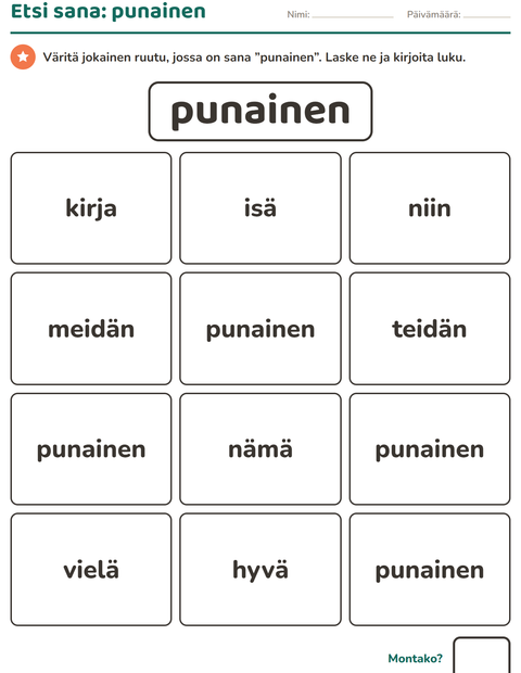 Esikatselu: Yleiset sanat-tehtäväarkki, Esiopetus