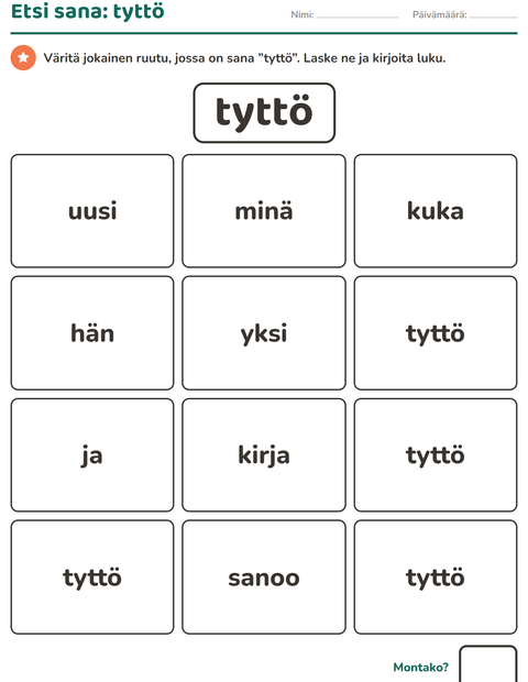 Esikatselu: Yleiset sanat-tehtäväarkki, Esiopetus