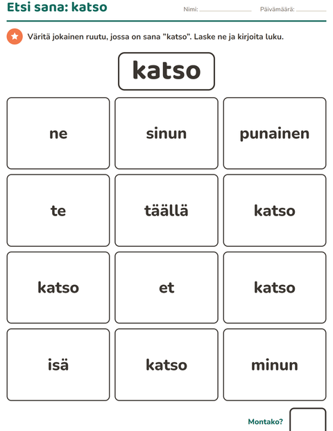 Esikatselu: Yleiset sanat-tehtäväarkki, Esiopetus