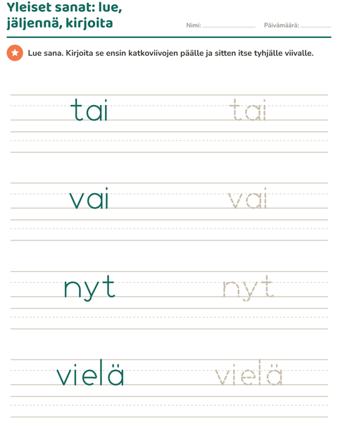 Esikatselu: Yleiset sanat-tehtäväarkki, Esiopetus