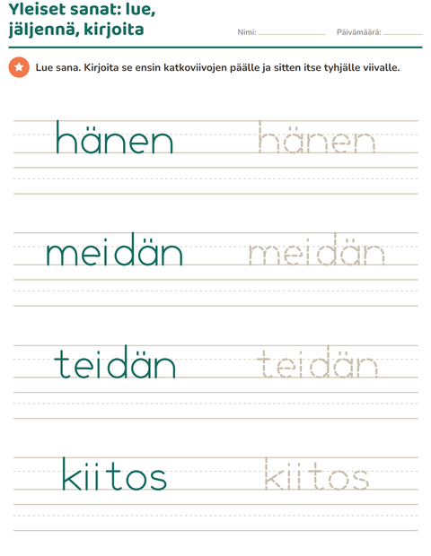 Esikatselu: Yleiset sanat-tehtäväarkki, Esiopetus
