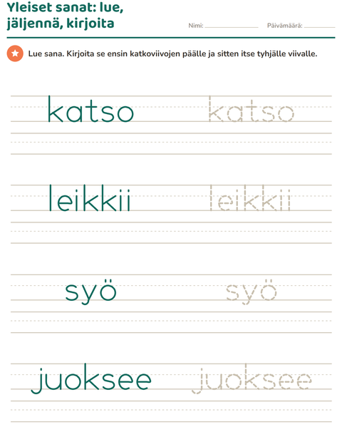 Esikatselu: Yleiset sanat-tehtäväarkki, Esiopetus