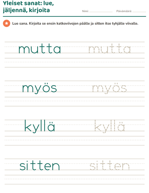 Esikatselu: Yleiset sanat-tehtäväarkki, Esiopetus