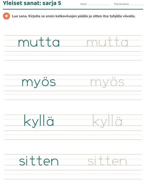 Yleiset sanat, sarja 5: mutta, myös, kyllä ja sitten