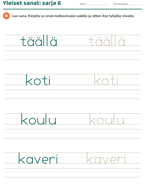 Esikatselu: Yleiset sanat, sarja 6: täällä, koti, koulu ja kaveri