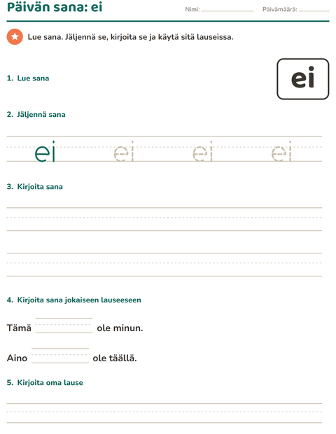 Esikatselu: Yleiset sanat-tehtäväarkki, Esiopetus