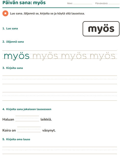 Esikatselu: Yleiset sanat-tehtäväarkki, Esiopetus