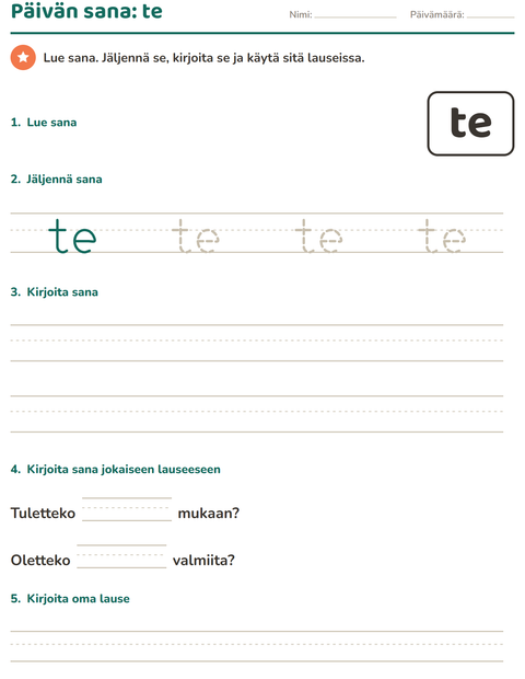 Esikatselu: Yleiset sanat-tehtäväarkki, Esiopetus
