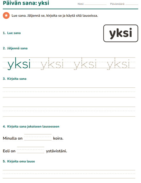 Esikatselu: Yleiset sanat-tehtäväarkki, Esiopetus