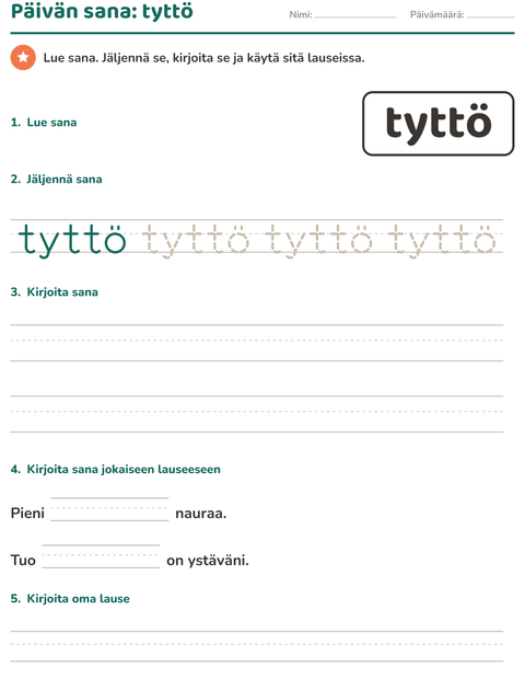 Esikatselu: Yleiset sanat-tehtäväarkki, Esiopetus