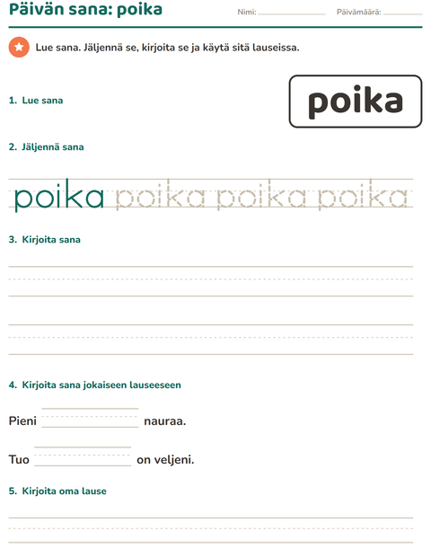 Esikatselu: Yleiset sanat-tehtäväarkki, Esiopetus