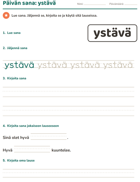 Esikatselu: Yleiset sanat-tehtäväarkki, Esiopetus