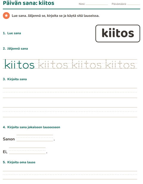 Esikatselu: Yleiset sanat-tehtäväarkki, Esiopetus